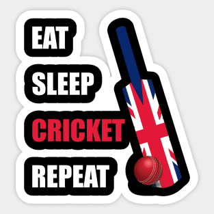 Eat Sleep Cricket Repeat British Flag Sticker